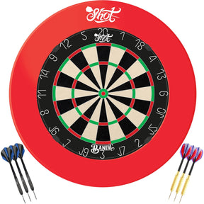 Shot - Bandit Gen 4 Dartboard & Surround Ready to Play Bundle - Red