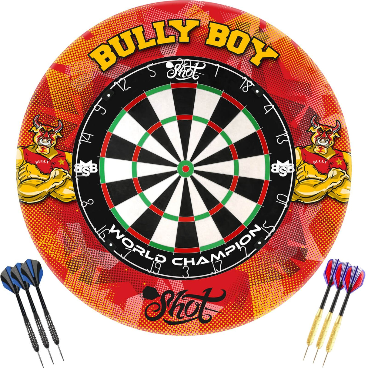 Shot - Michael Smith World Champion Dartboard & Surround Ready to Play Bundle -