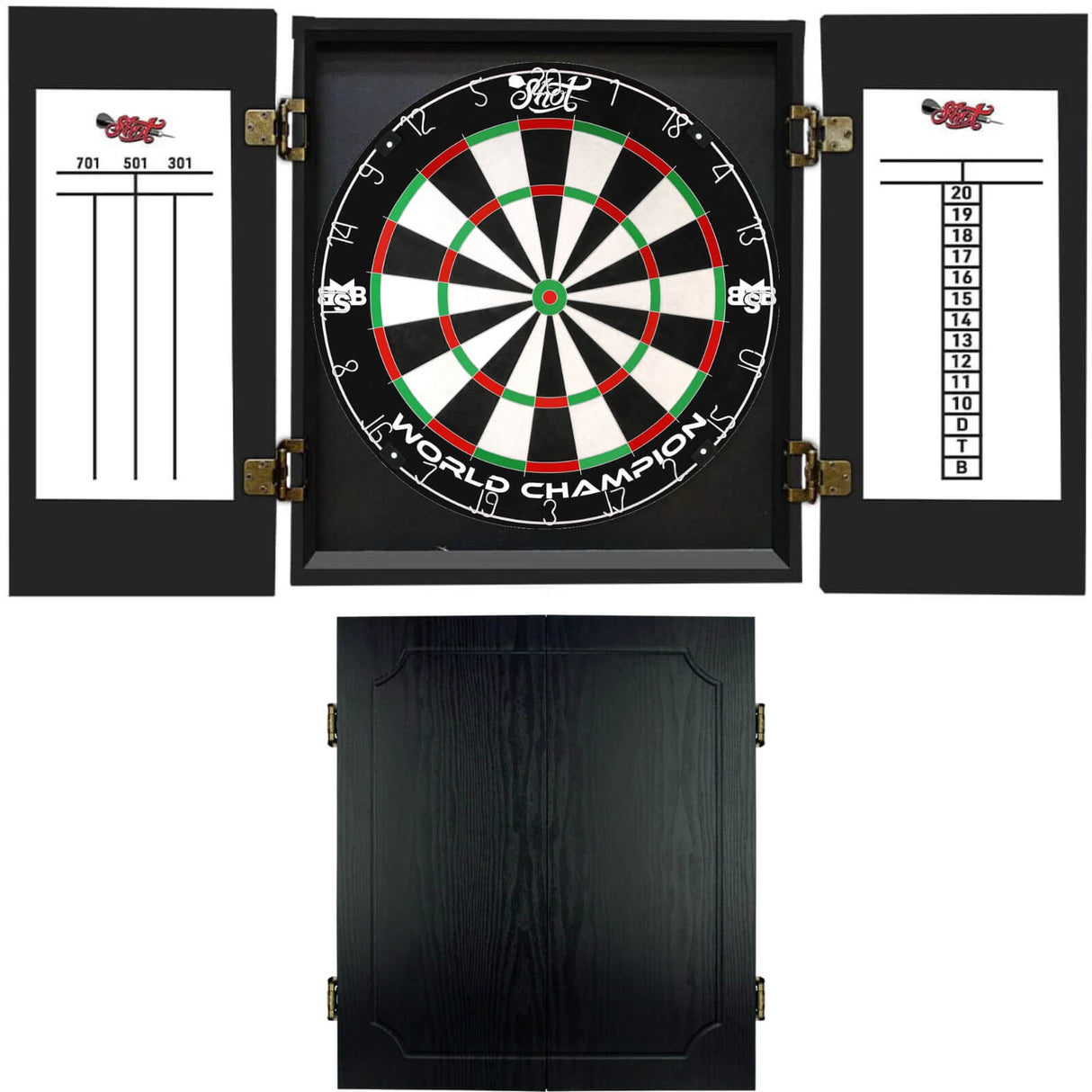 Shot - Michael Smith World Champion Dartboard & Quantum Cabinet Bundle -