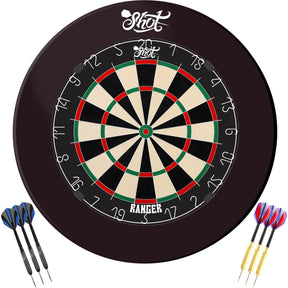Shot - Ranger Dartboard & Surround Ready to Play Bundle - Black