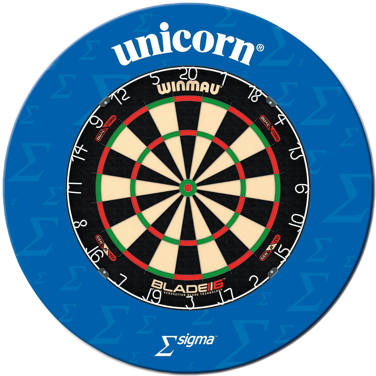 Surrounds &amp; Dartboards - Unicorn - Sigma Dartboard Surround &amp; Dartboard Bundle - Choose Your Board Winmau - Blade 6 Dual Core