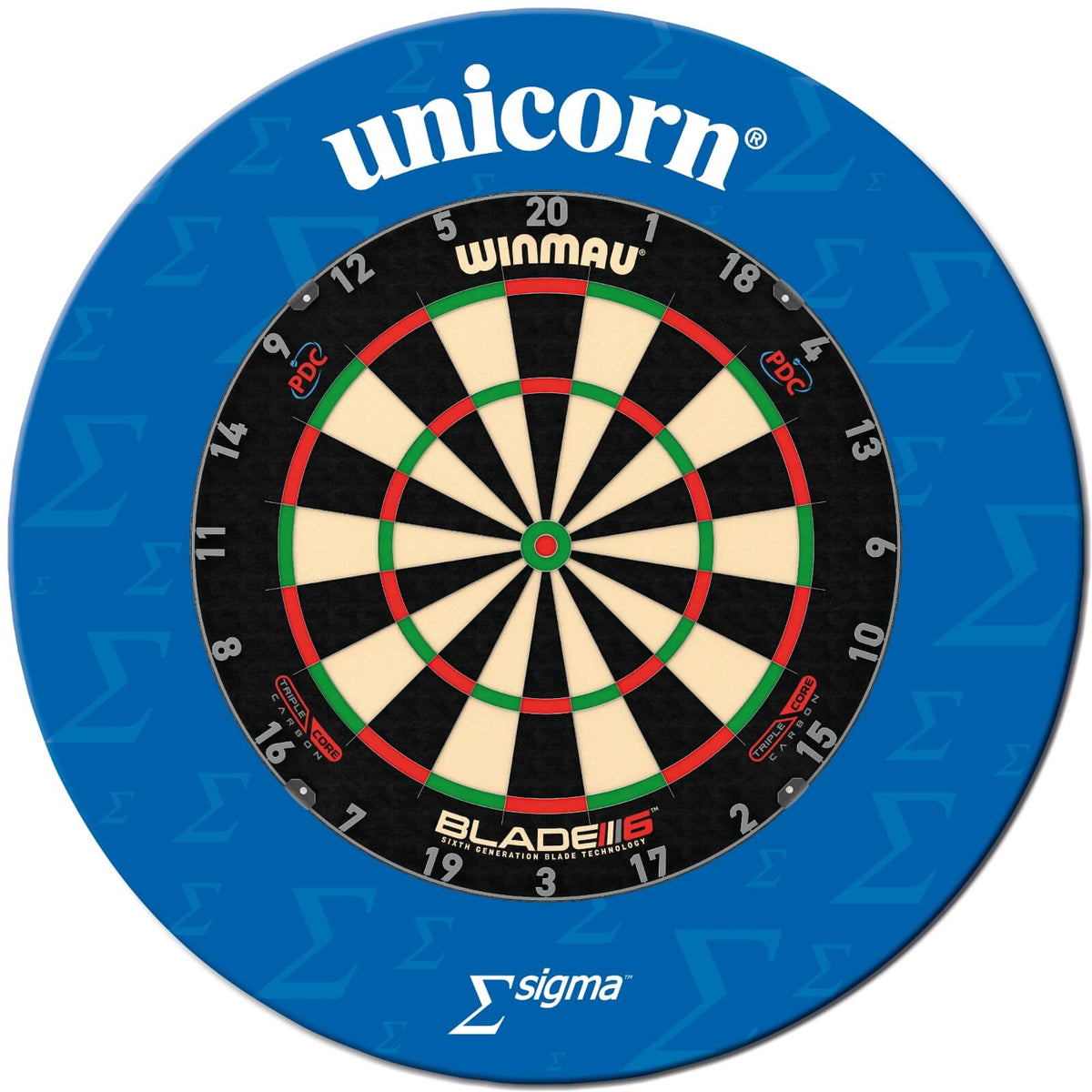 Surrounds &amp; Dartboards - Unicorn - Sigma Dartboard Surround &amp; Dartboard Bundle - Choose Your Board Winmau - Blade 6 Triple Core