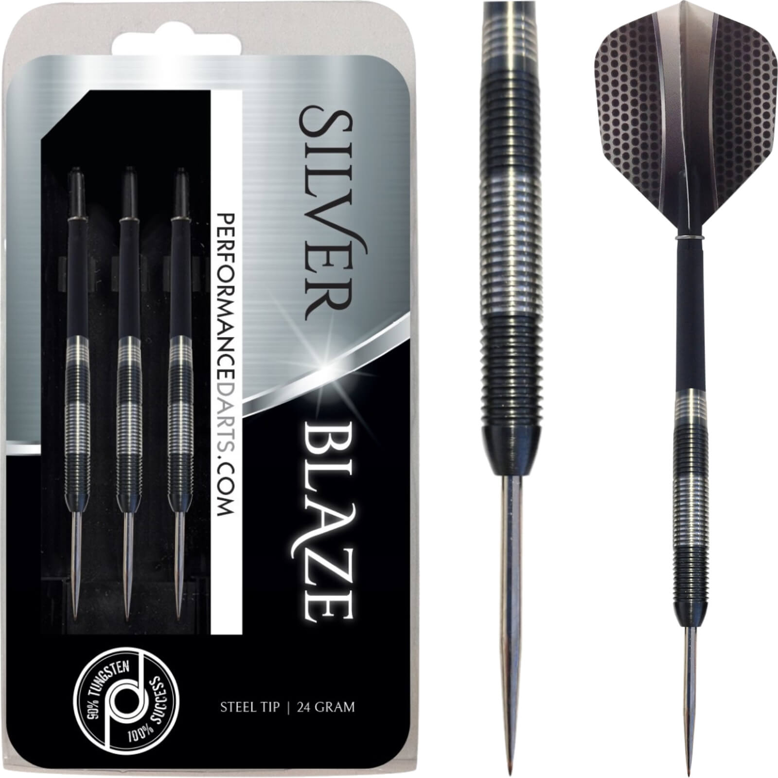 Darts - Performance Darts - Silver Blaze - Steel Tip - 90% Tungsten - 22g 24g 