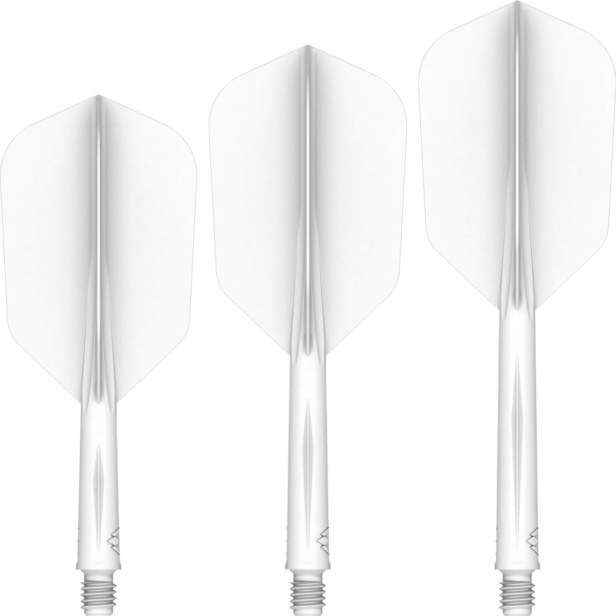 Dart Flights - Mission - Force 90 - Slim Dart Flights - Integrated Flight &amp; Shaft System Short / White