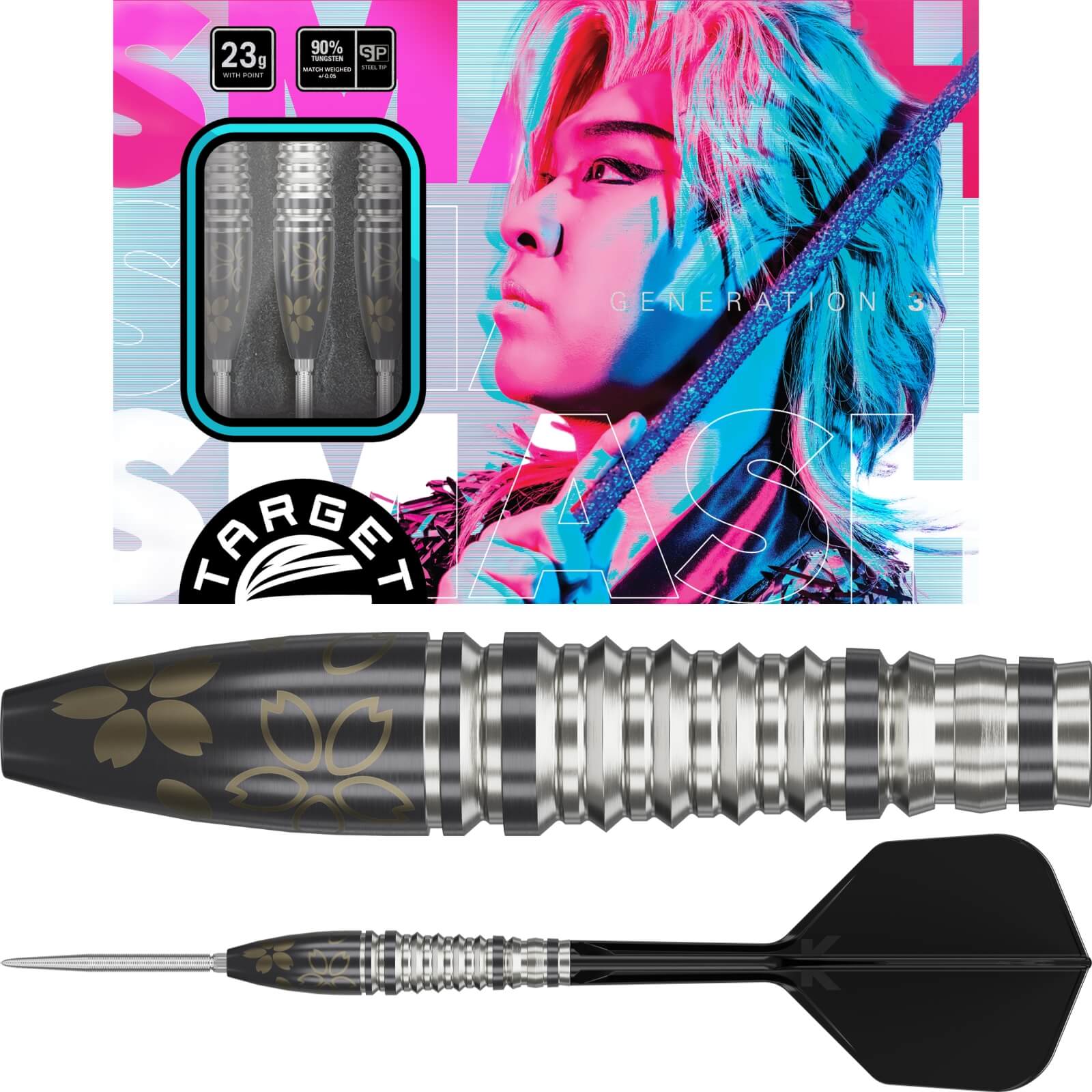 Darts - Target Japan - Junya Koikawa Smash Gen 3 Darts - Swiss Point - Steel Tip - 90% Tungsten - 23g