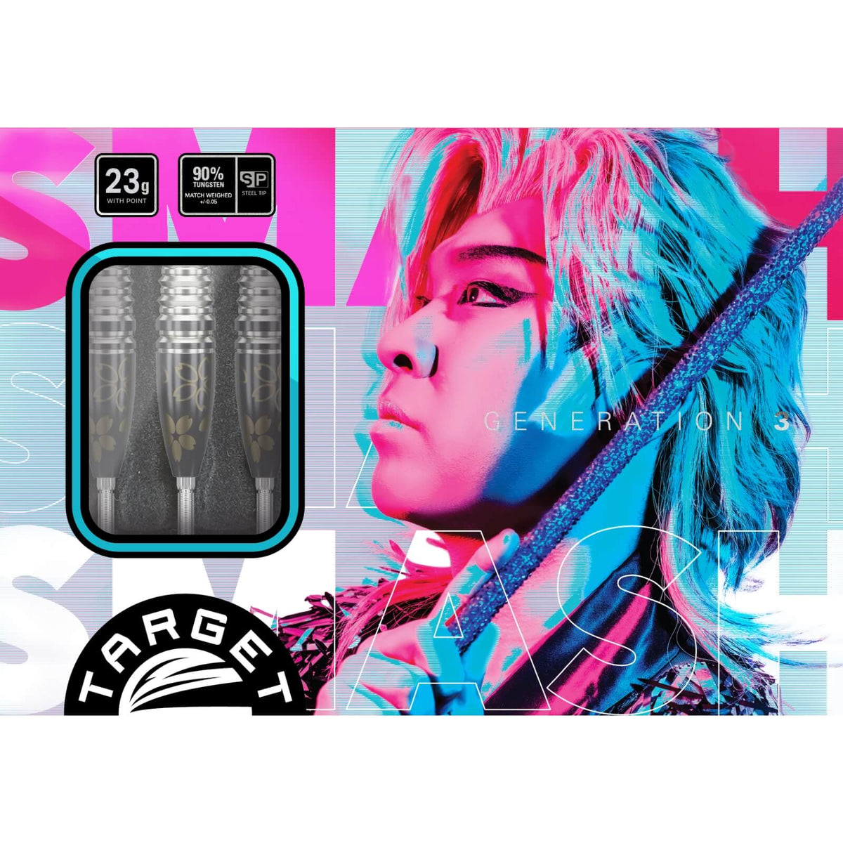 Darts - Target Japan - Junya Koikawa Smash Gen 3 Darts - Swiss Point - Steel Tip - 90% Tungsten - 23g