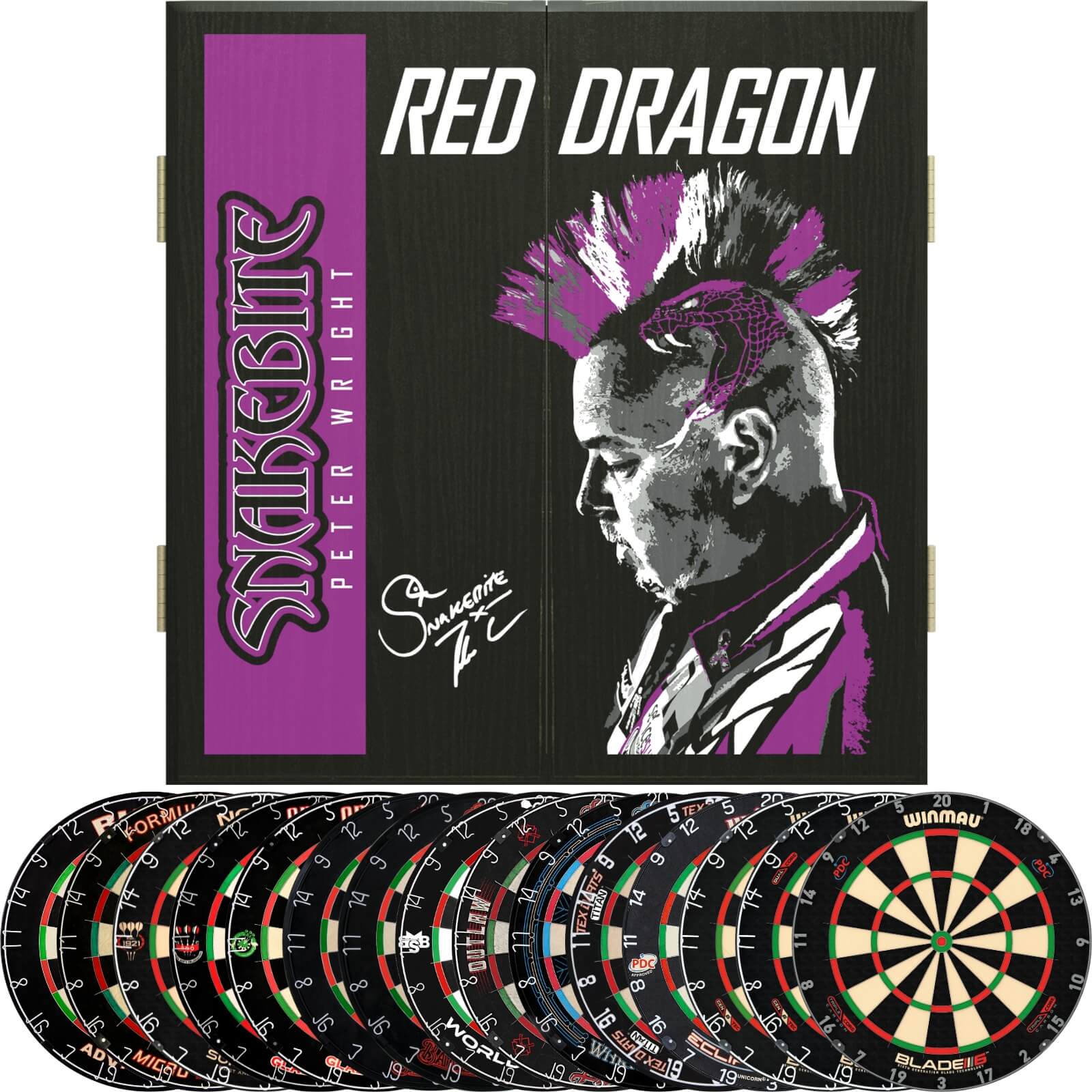 Cabinets & Dartboards - Red Dragon - Peter Wright Dartboard Cabinet & Dartboard Bundle - Choose Your Board 