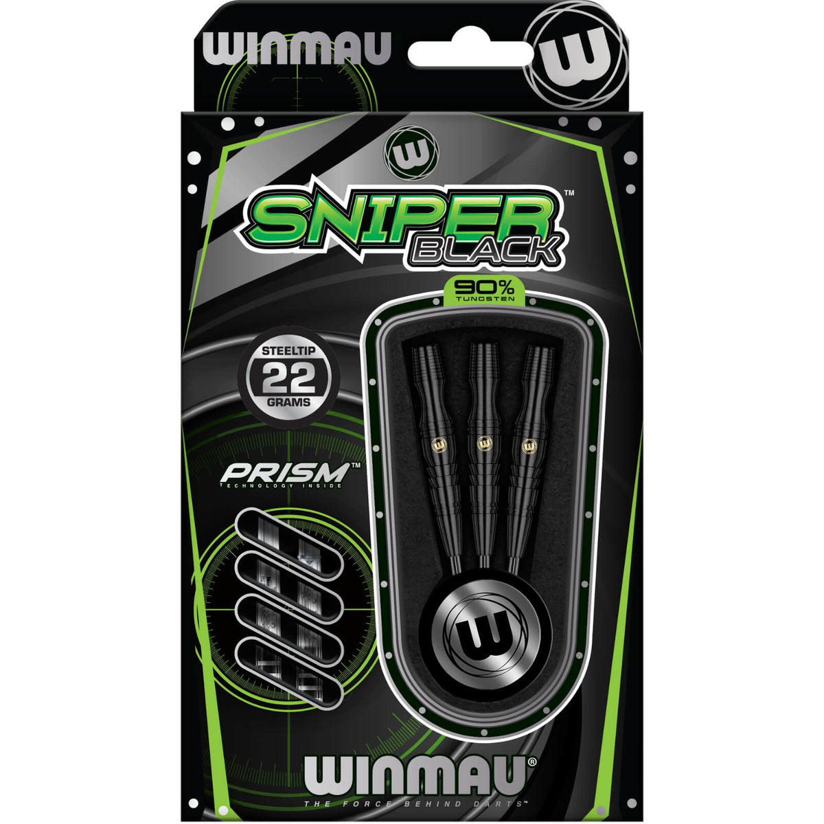 Darts - Winmau - Sniper Black Darts - Steel Tip - 90% Tungsten - 22g 24g 
