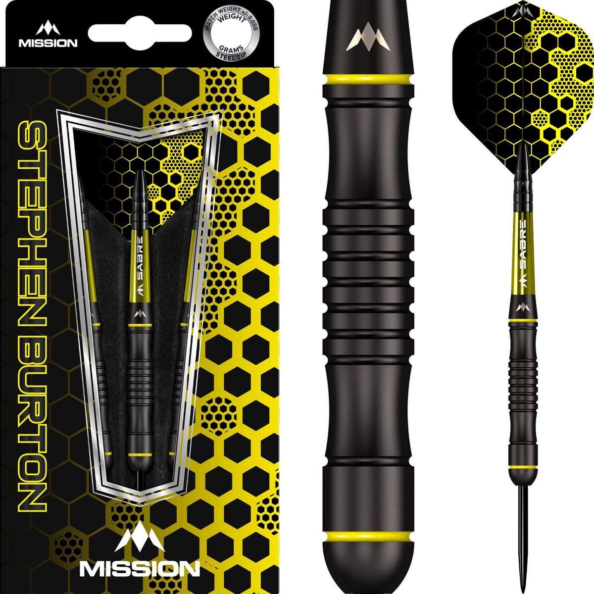 Darts - Mission - Stephen Burton Darts - Steel Tip - 90% Tungsten - 23g 25g 