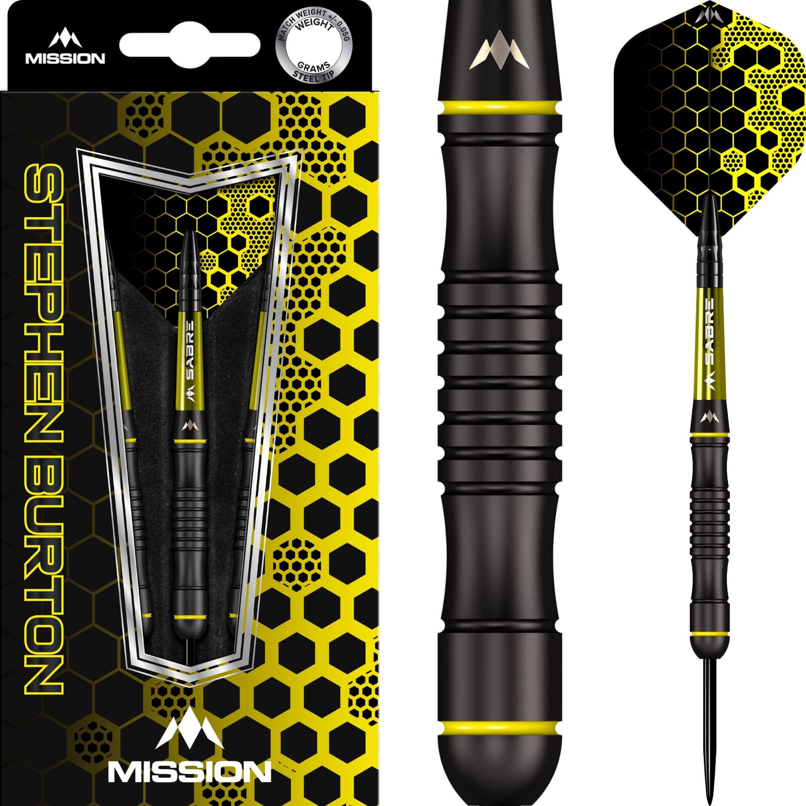 Darts - Mission - Stephen Burton Darts - Steel Tip - 90% Tungsten - 23g 25g 