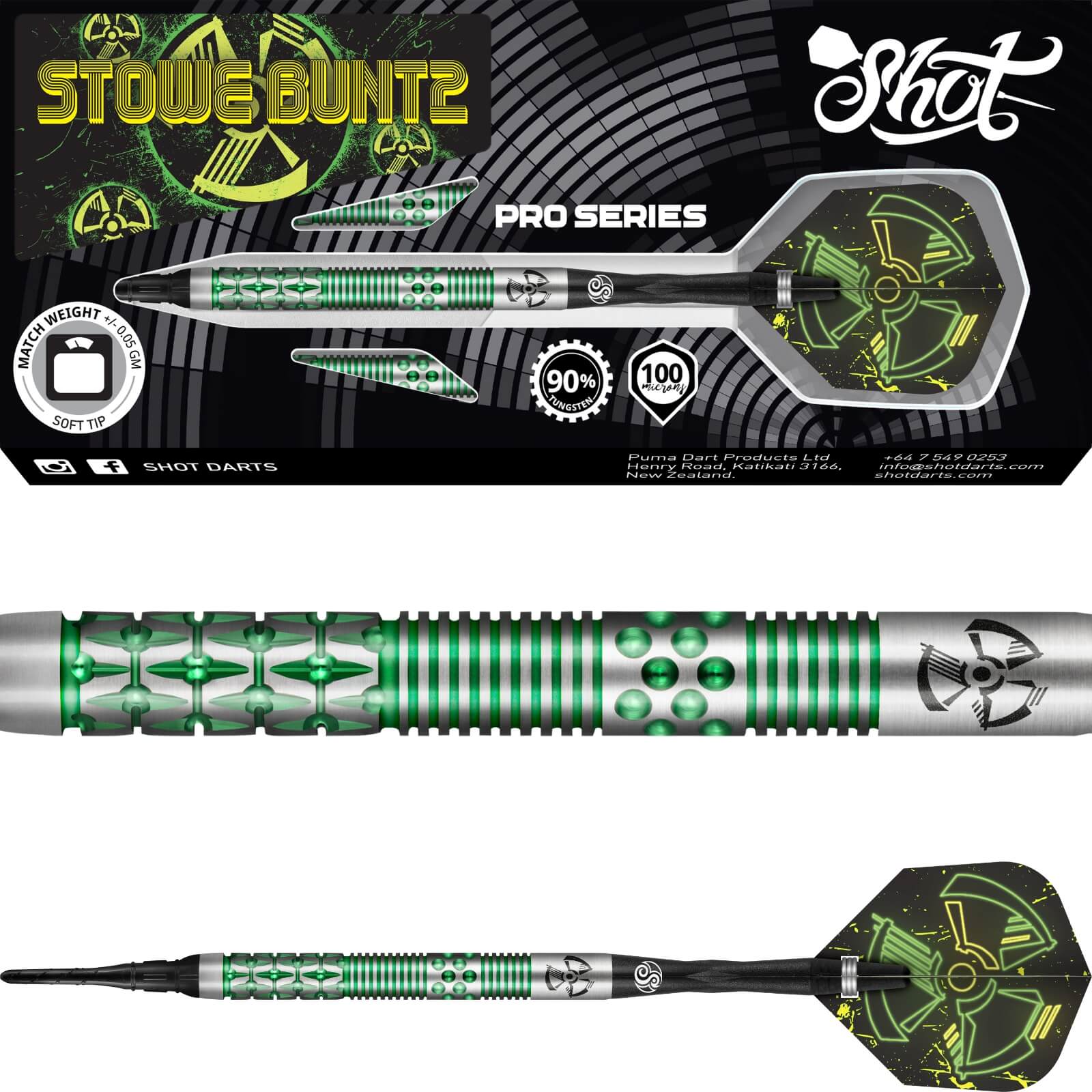 Darts - Shot - Stowe Buntz 2.0 Darts - Soft Tip - 90% Tungsten - 21g