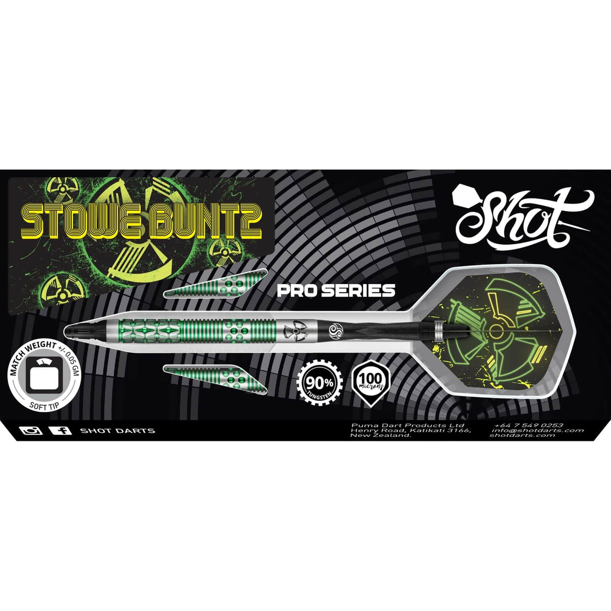 Darts - Shot - Stowe Buntz 2.0 Darts - Soft Tip - 90% Tungsten - 21g