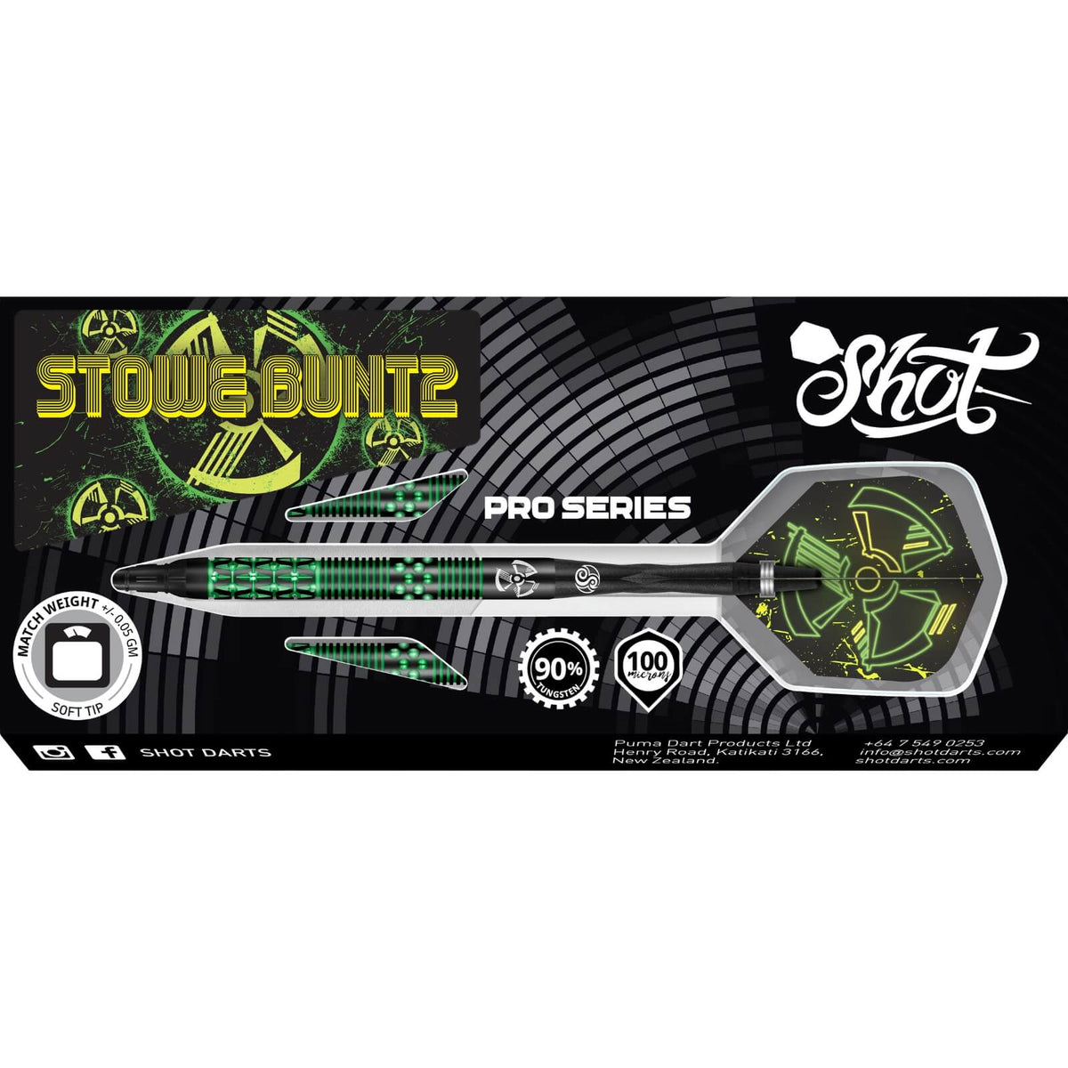 Darts - Shot - Stowe Buntz 2.0 Black Ti Darts - Soft Tip - 90% Tungsten - 21g