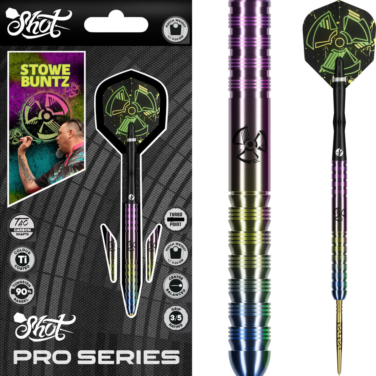 Shot - Stowe Buntz 3.0 Darts - Turbo Point - 90% Tungsten - 23g