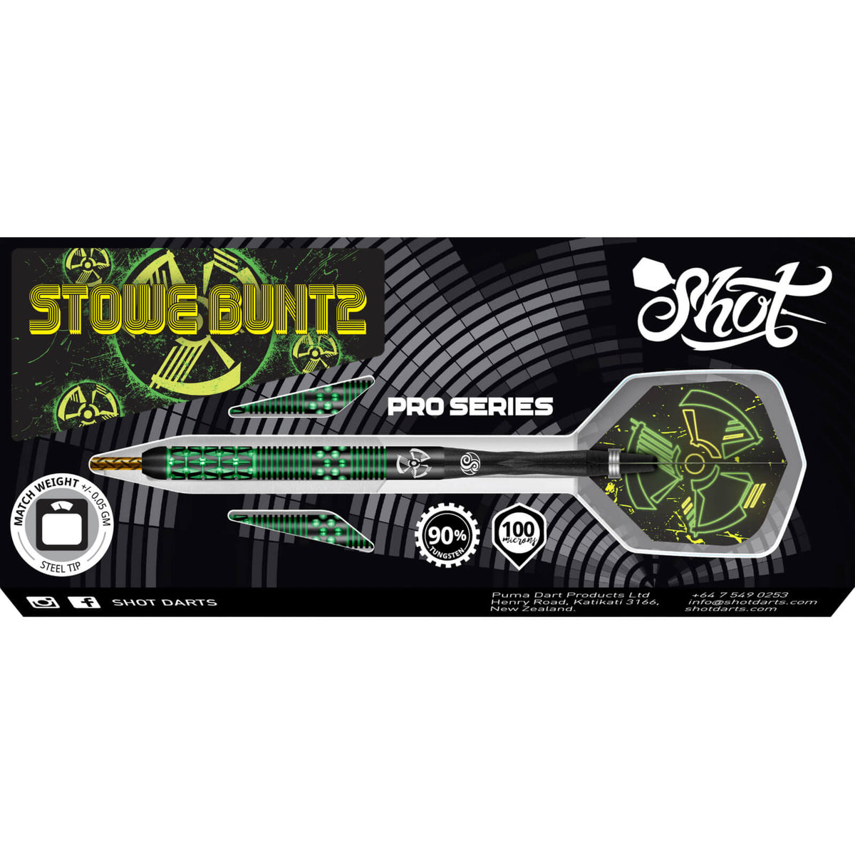 Darts - Shot - Stowe Buntz 2.0 Black Ti Darts - Steel Tip - 90% Tungsten - 23g