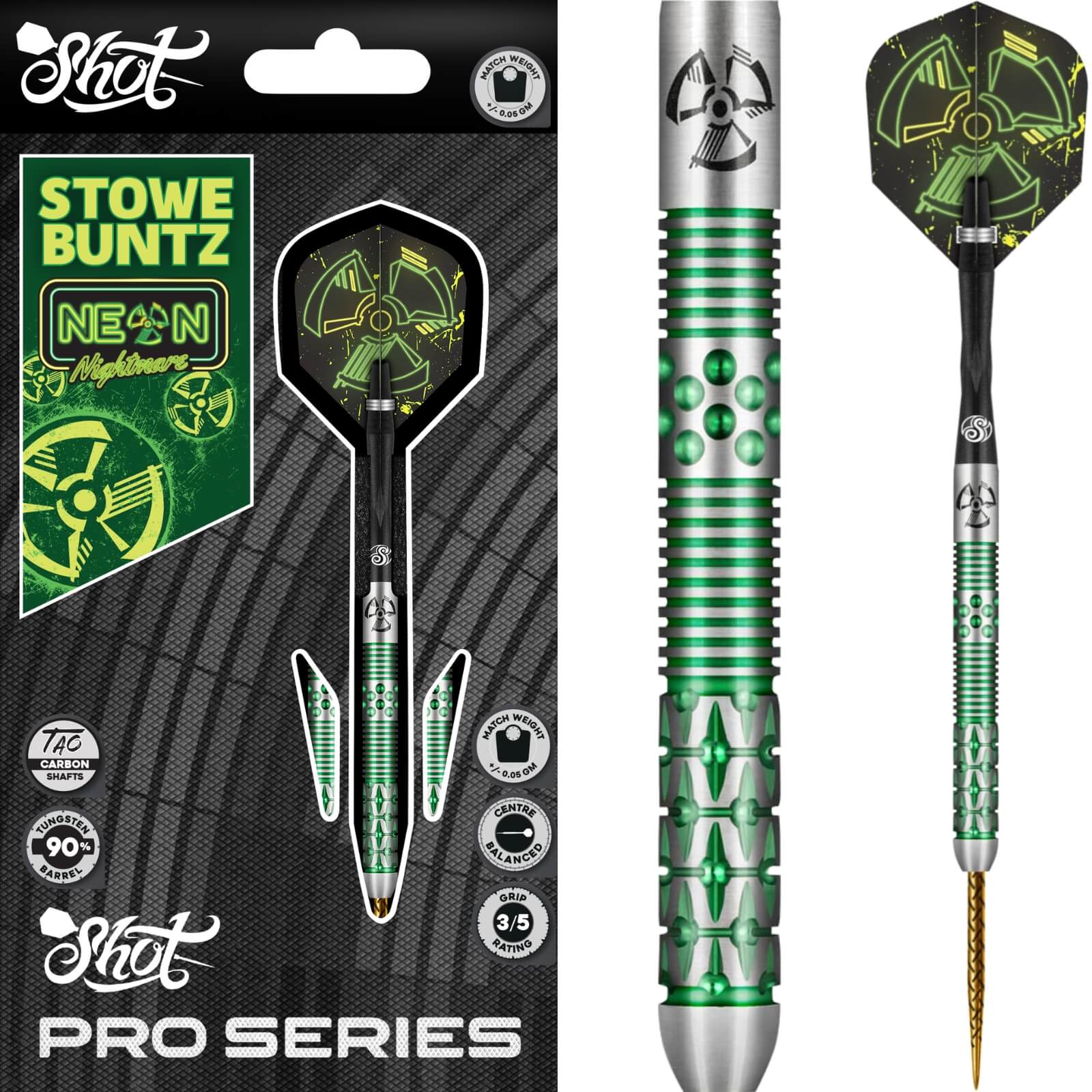 Shot - Stowe Buntz 2.0 Darts - 90% Tungsten - 23g -