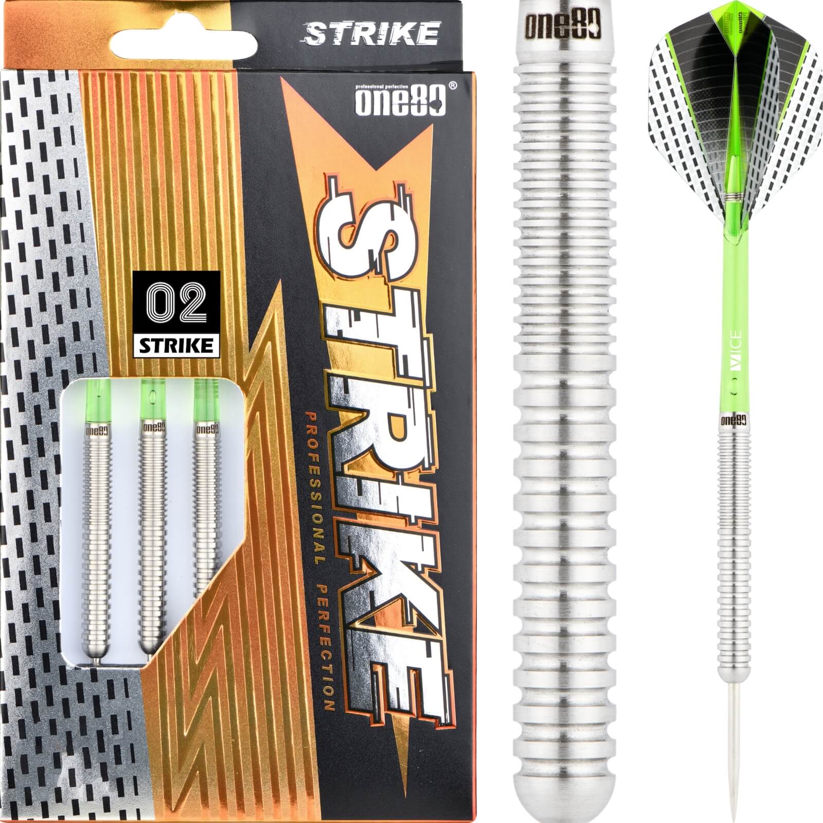 Darts - One80 - Strike 02 Darts - Steel Tip - 80% Tungsten - 22g 24g 