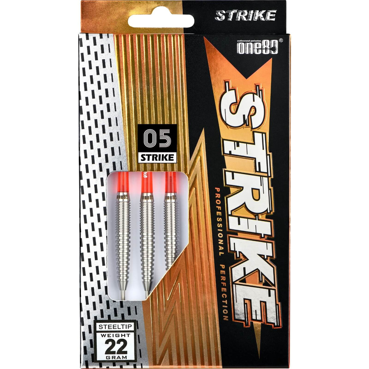 Darts - One80 - Strike 05 Darts - Steel Tip - 80% Tungsten - 22g 24g 
