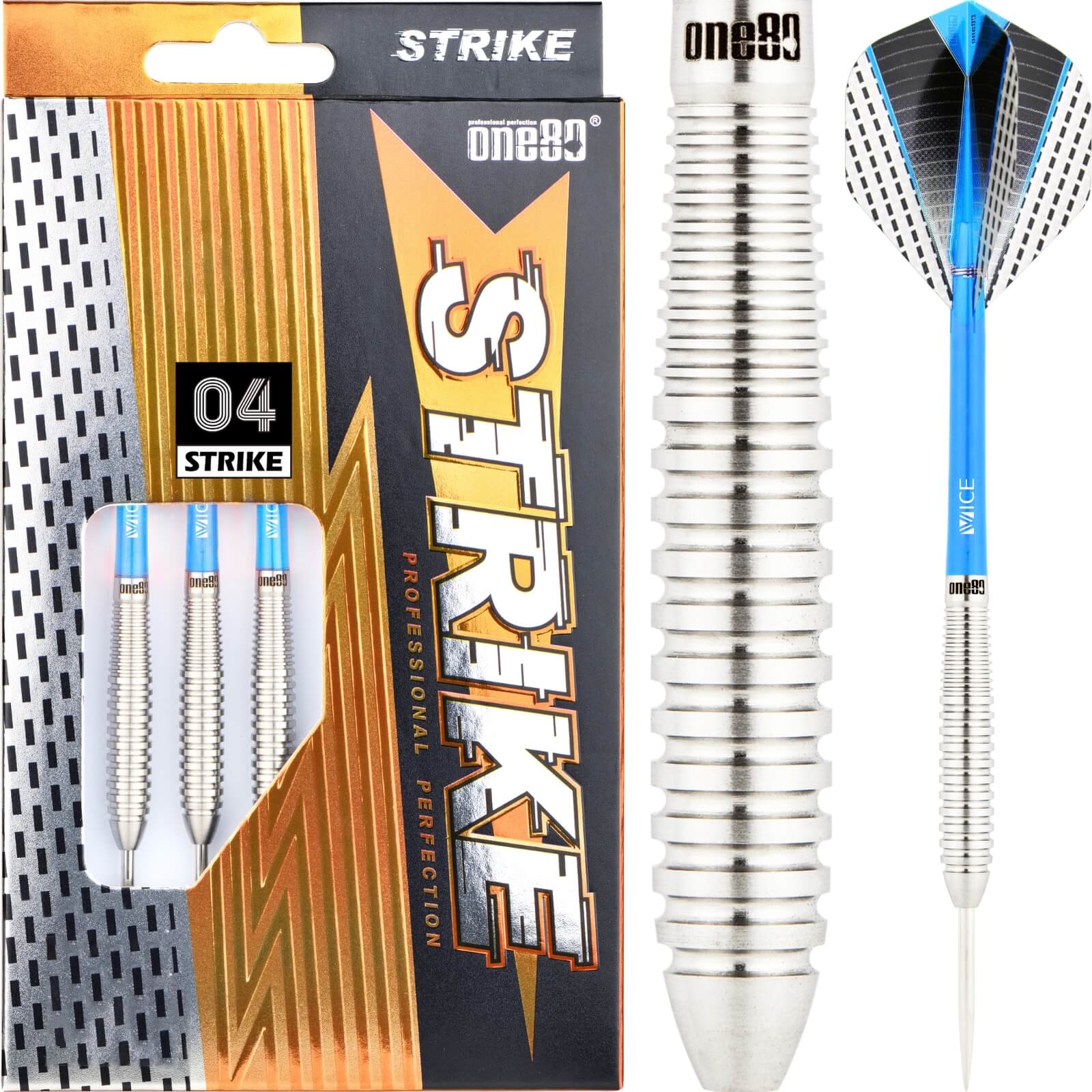 Darts - One80 - Strike 04 Darts - Steel Tip - 80% Tungsten - 22g 24g 