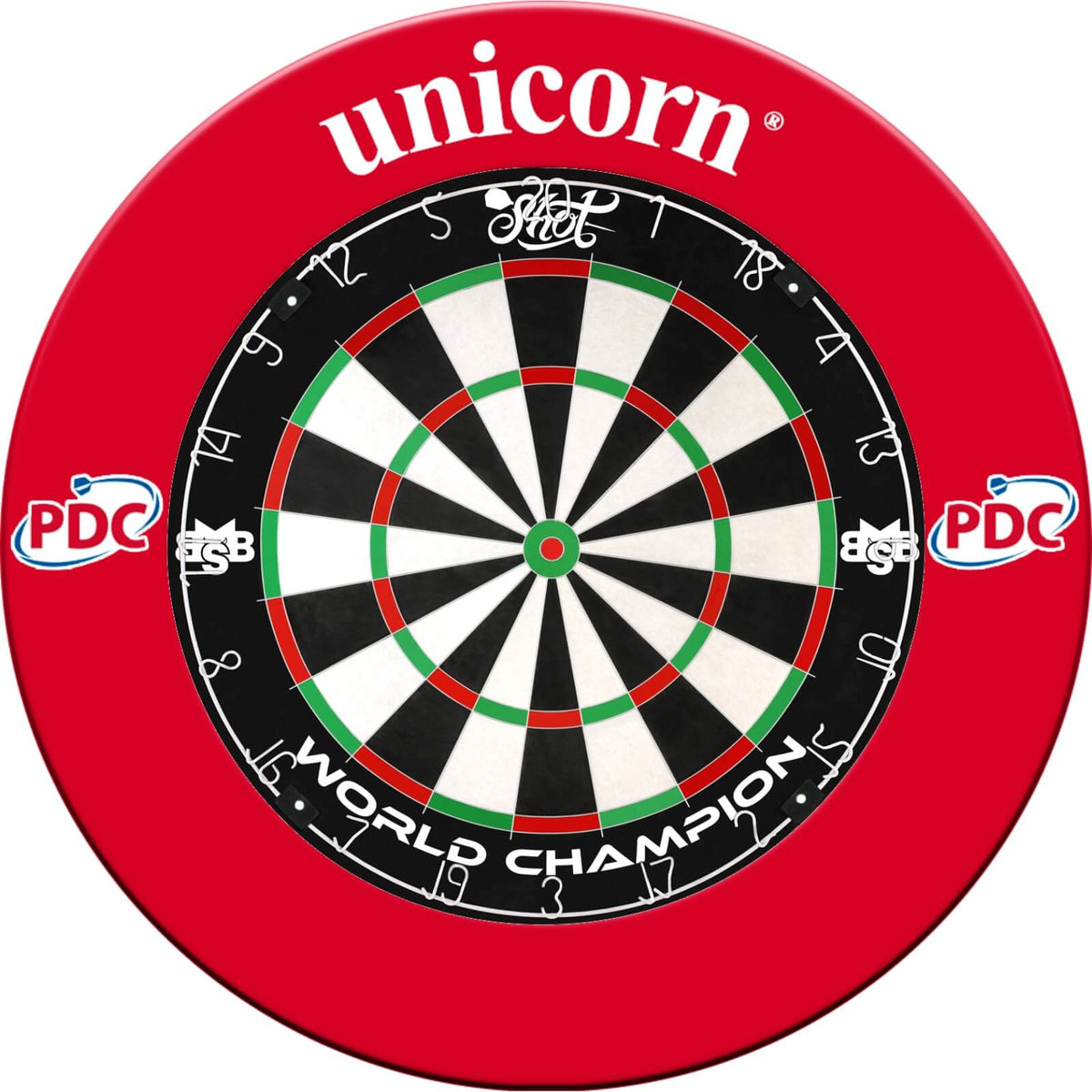 Surrounds &amp; Dartboards - Unicorn - Striker Dartboard Surround &amp; Dartboard Bundle - Choose Your Board Shot - Michael Smith