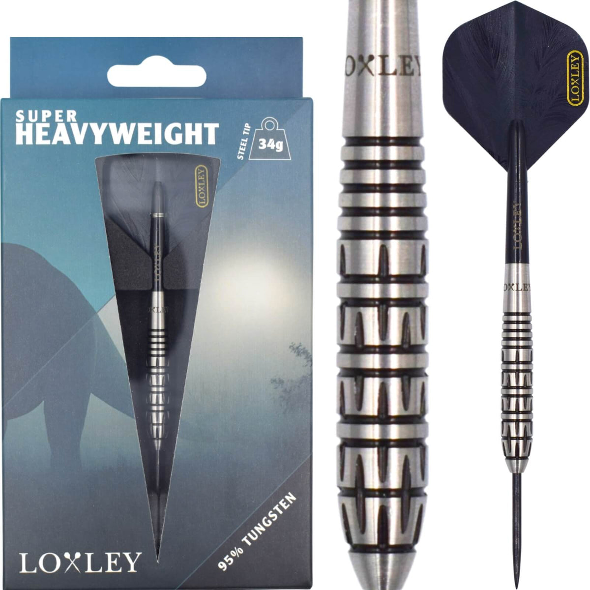 Darts - Loxley - Super Heavyweight Darts - Steel Tip - 95% Tungsten - 34g