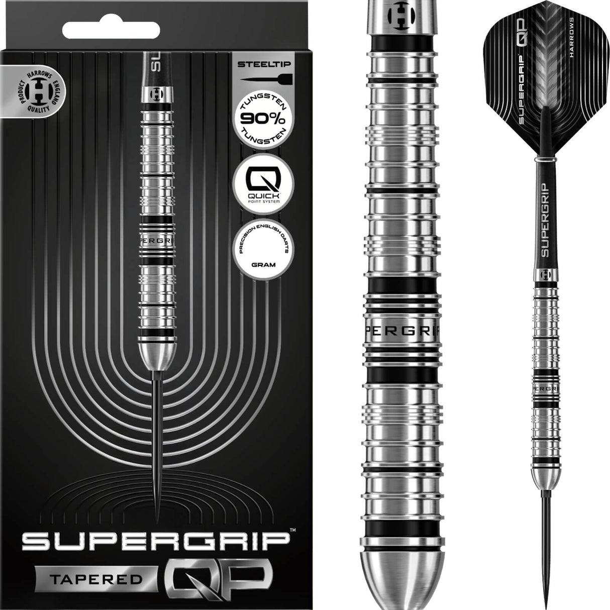 Harrows - Supergrip Tapered Darts - Quick Point - 90% Tungsten - 22g 23g 24g 26g 28g 30g -