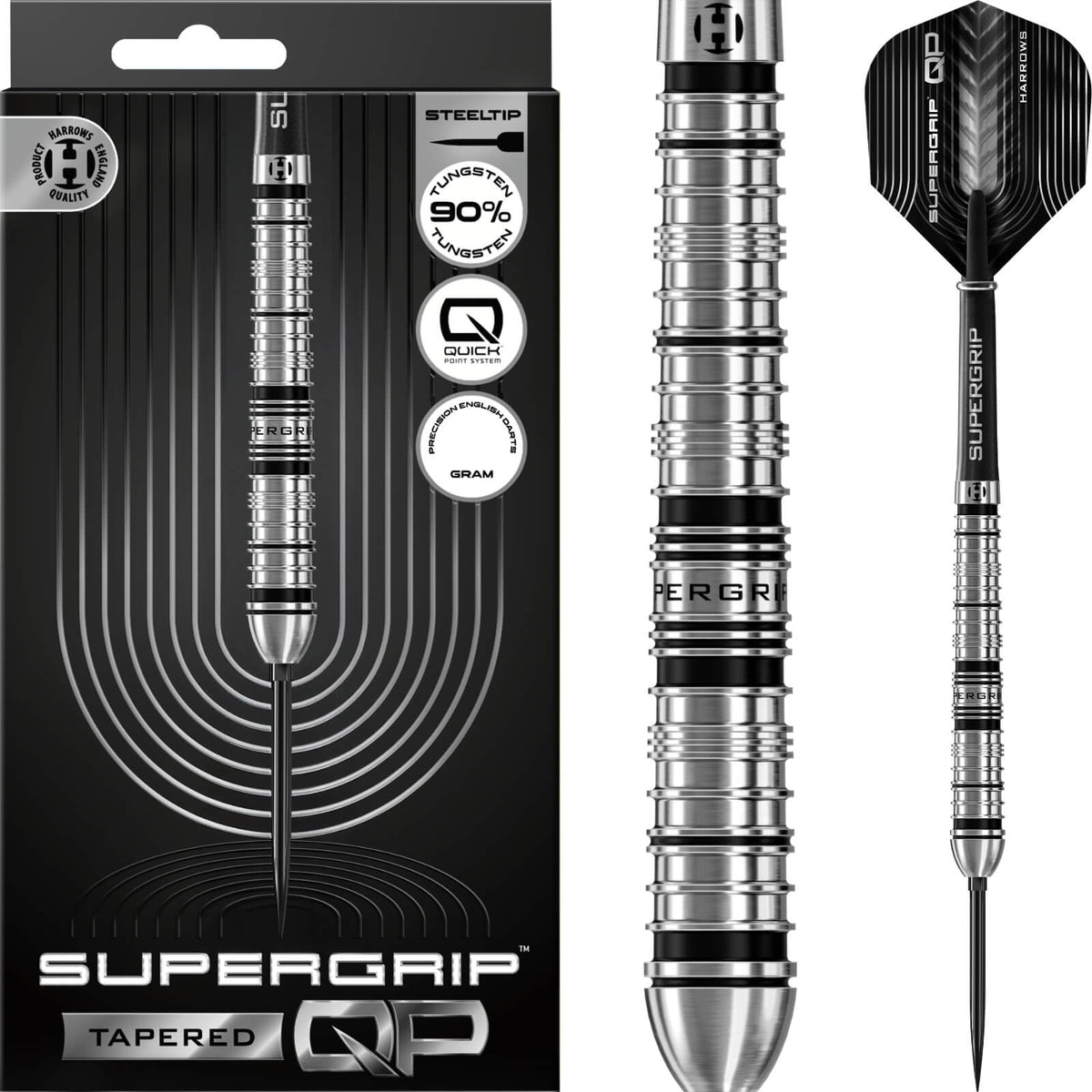 Harrows - Supergrip Tapered Darts - Quick Point - 90% Tungsten - 22g 23g 24g 26g 28g 30g