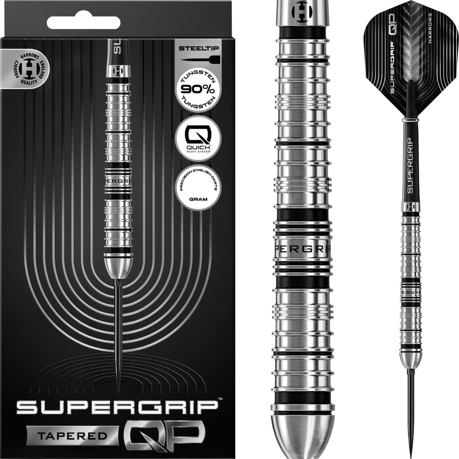 Harrows - Supergrip Tapered Darts - Quick Point - 90% Tungsten - 22g 23g 24g 26g 28g 30g