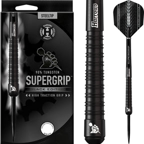Harrows - Supergrip Black Edition Darts - 90% Tungsten - 21g 22g 23g 24g 25g 26g 28g 30g -