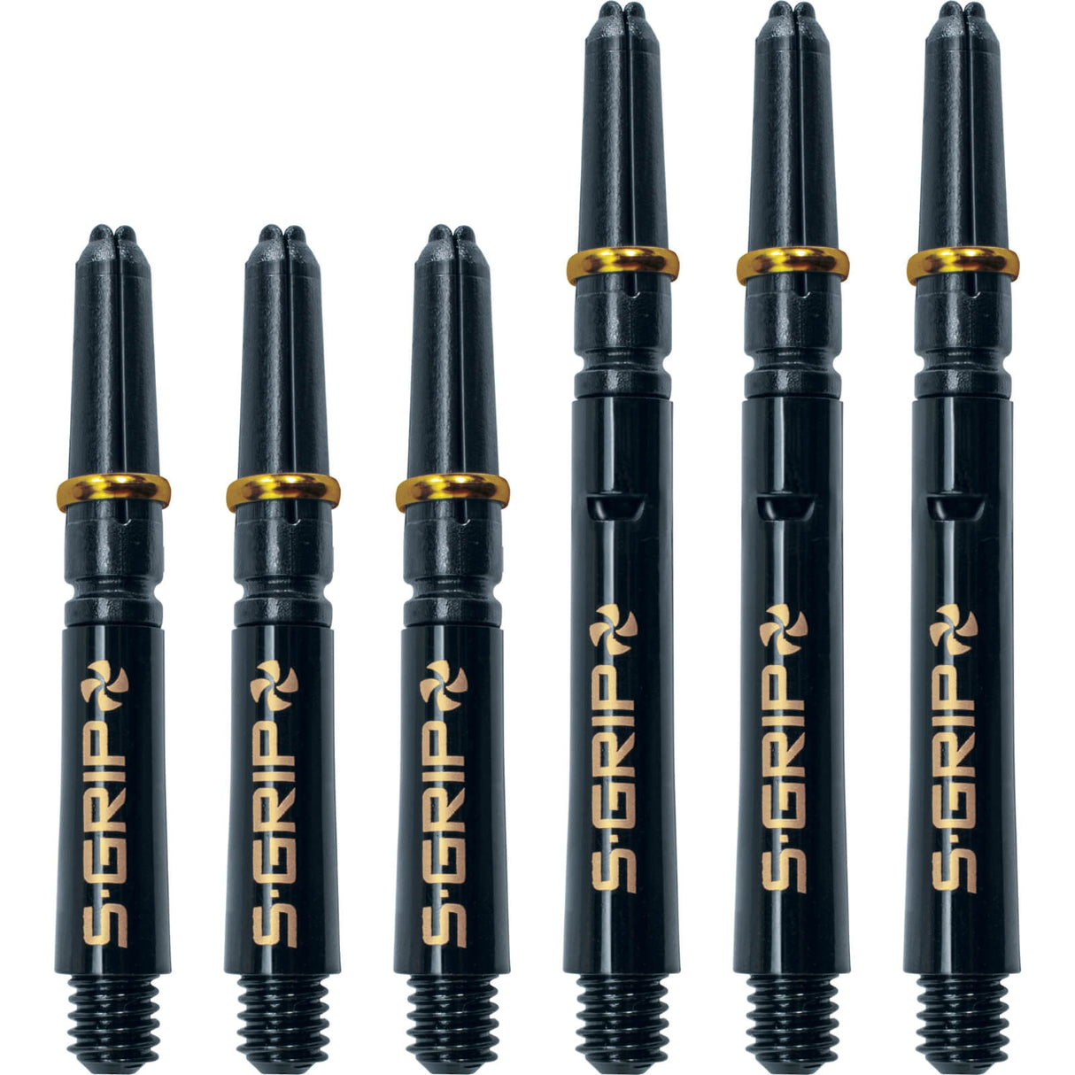 Harrows - Supergrip Spin Nylon Dart Shafts - Short (35mm) / Black & Gold