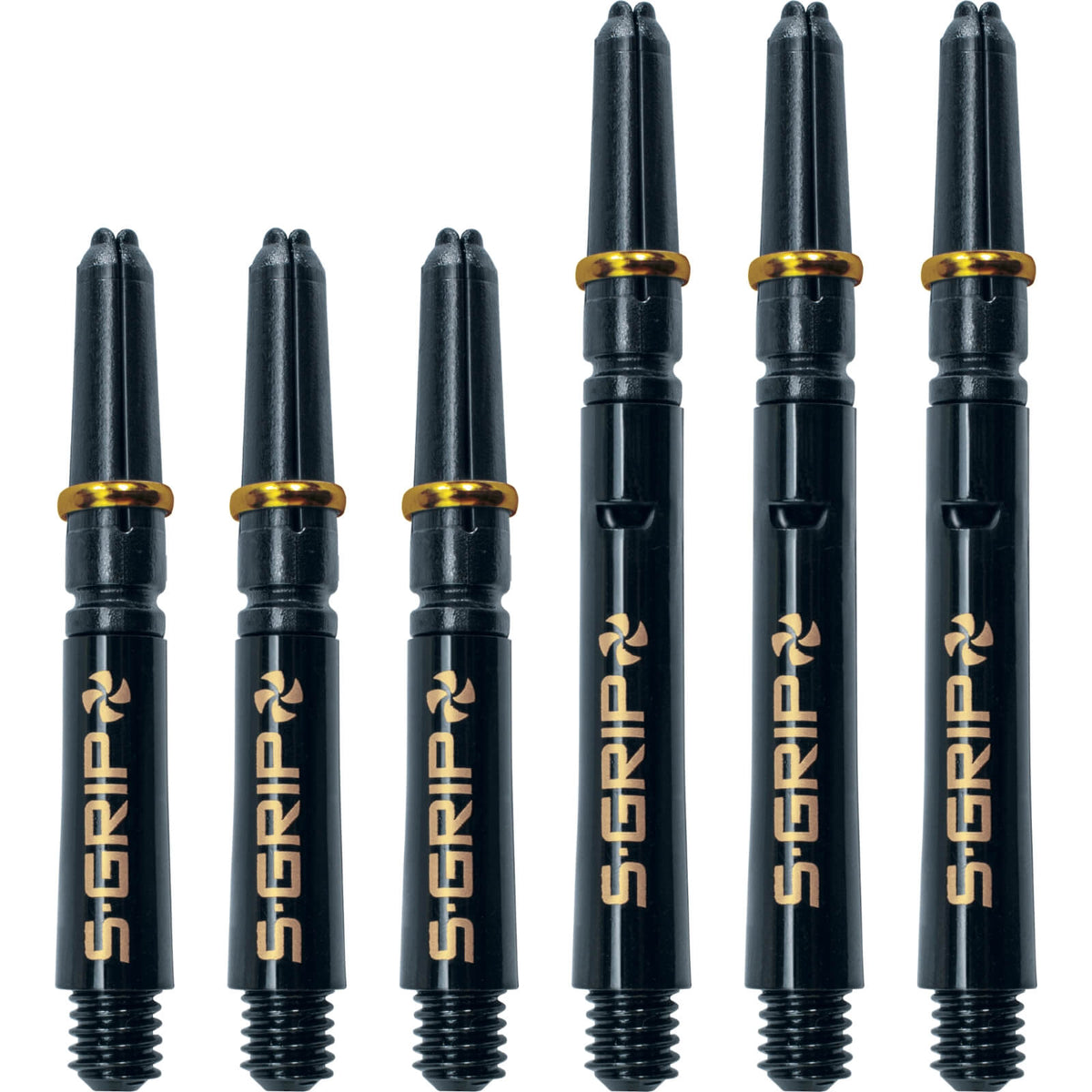Dart Shafts - Harrows - Supergrip Spin Nylon Dart Shafts Short (35mm) / Black &amp; Gold
