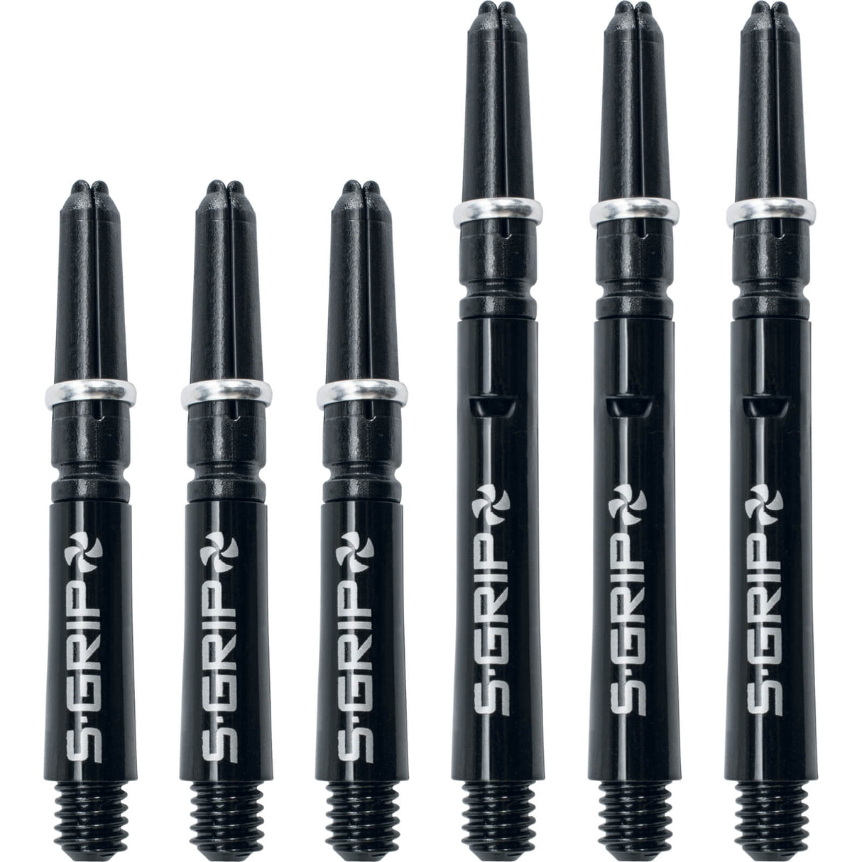 Harrows - Supergrip Spin Nylon Dart Shafts - Short (35mm) / Black & Silver