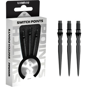 Winmau - Switch Grooved Dart Points - 26mm 30mm 40mm - Black / 26mm