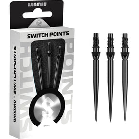 Winmau - Switch Smooth Dart Points - 26mm 30mm 40mm - Black / 26mm