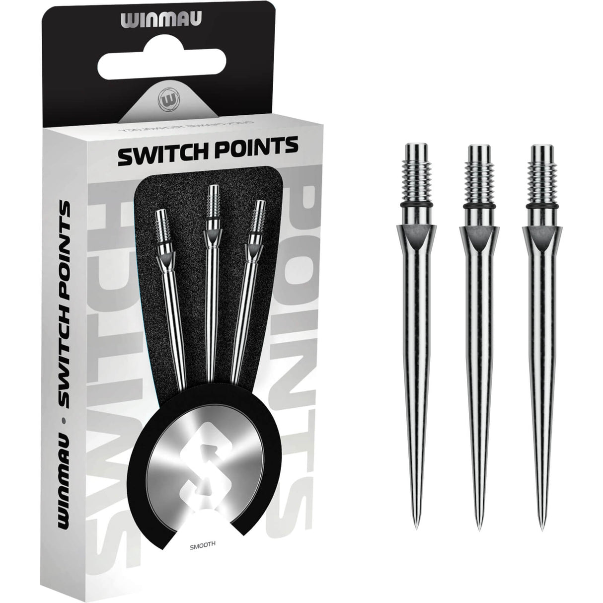 Winmau - Switch Smooth Dart Points - 26mm 30mm 40mm - Silver / 26mm