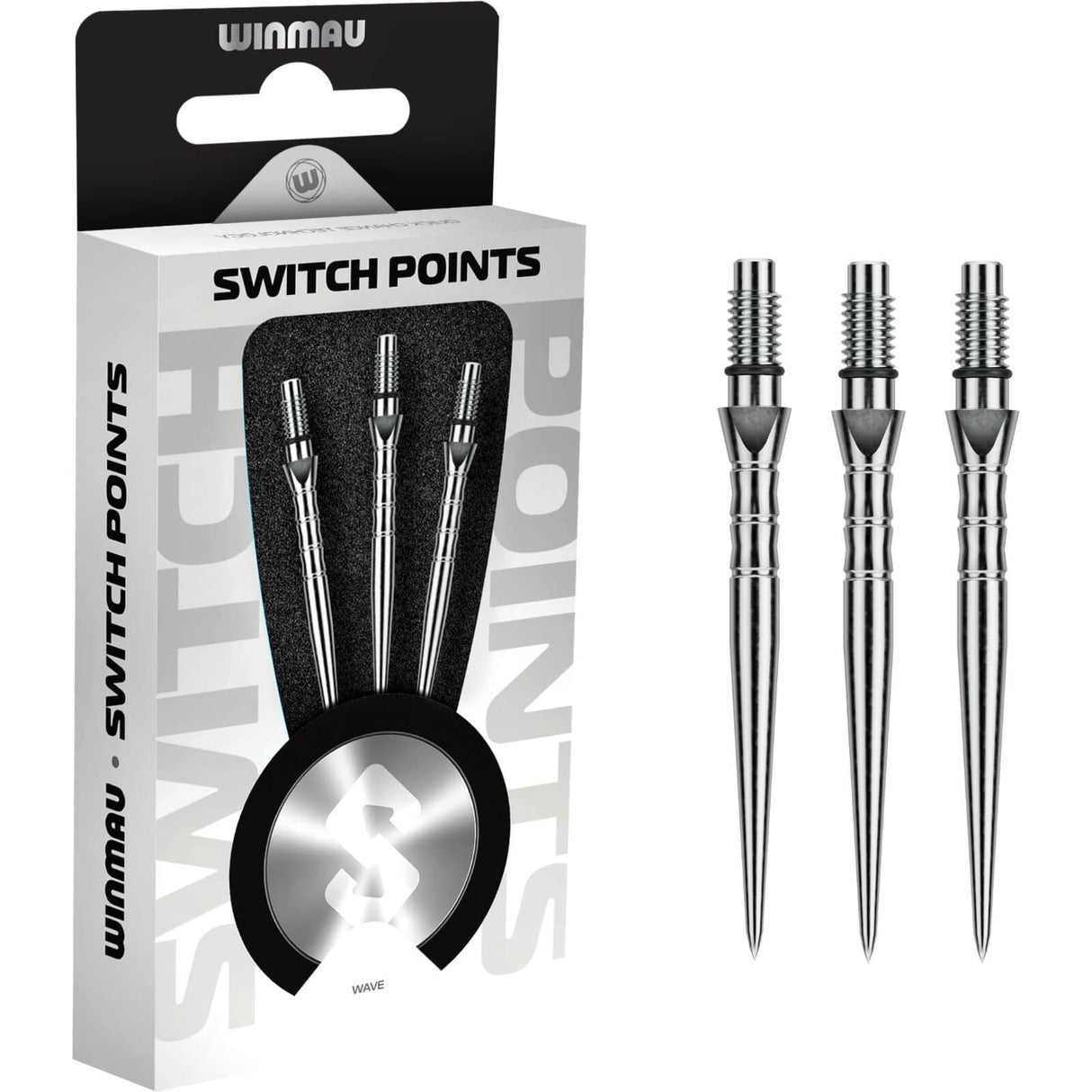 Winmau - Switch Wave Dart Points - 26mm 30mm 40mm - Silver / 26mm