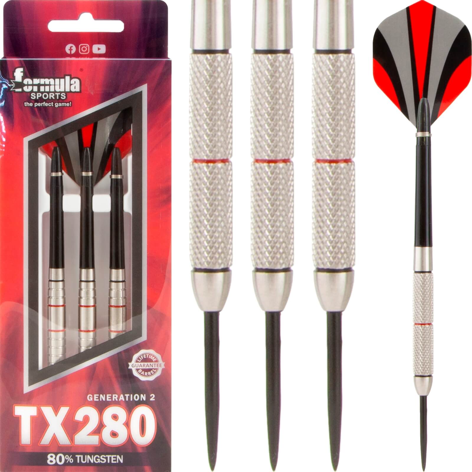 Darts - Formula Sports - TX280 Gen 2 Darts - Steel Tip - 80% Tungsten - 19g 