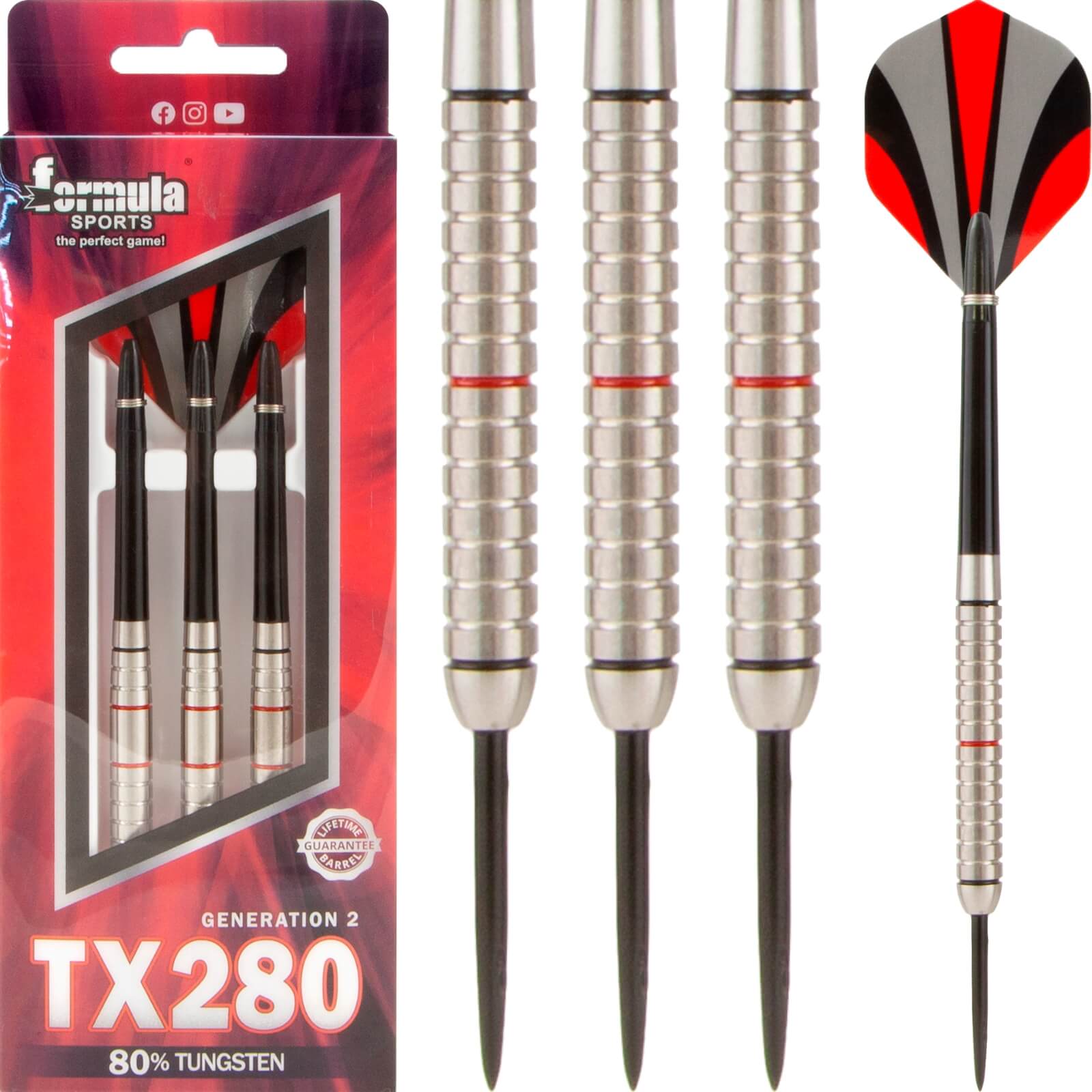 Darts - Formula Sports - TX280 Gen 2 Darts - Steel Tip - 80% Tungsten - 20g 