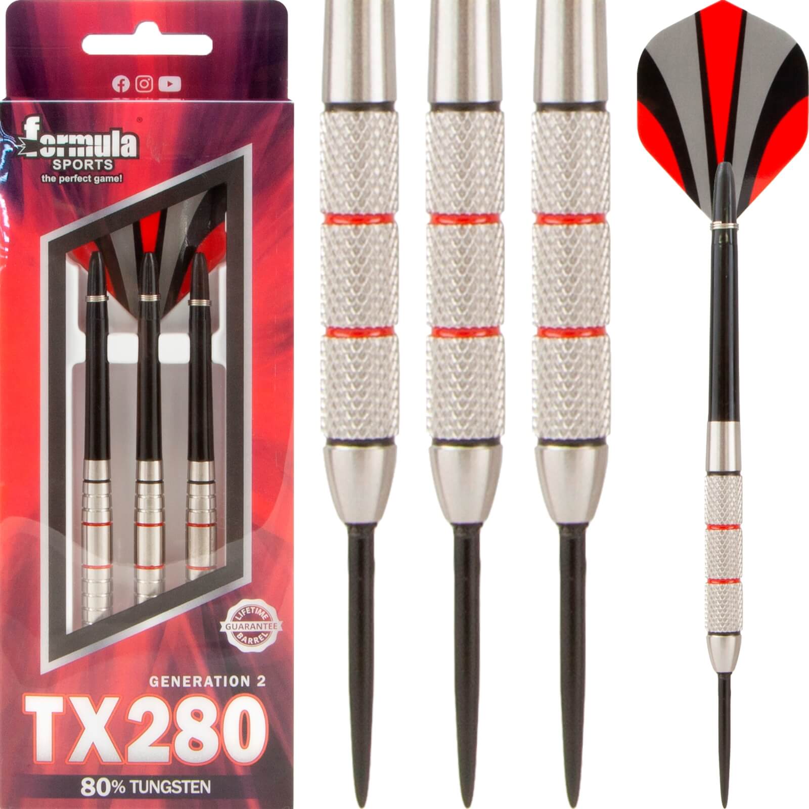 Darts - Formula Sports - TX280 Gen 2 Darts - Steel Tip - 80% Tungsten - 21g 