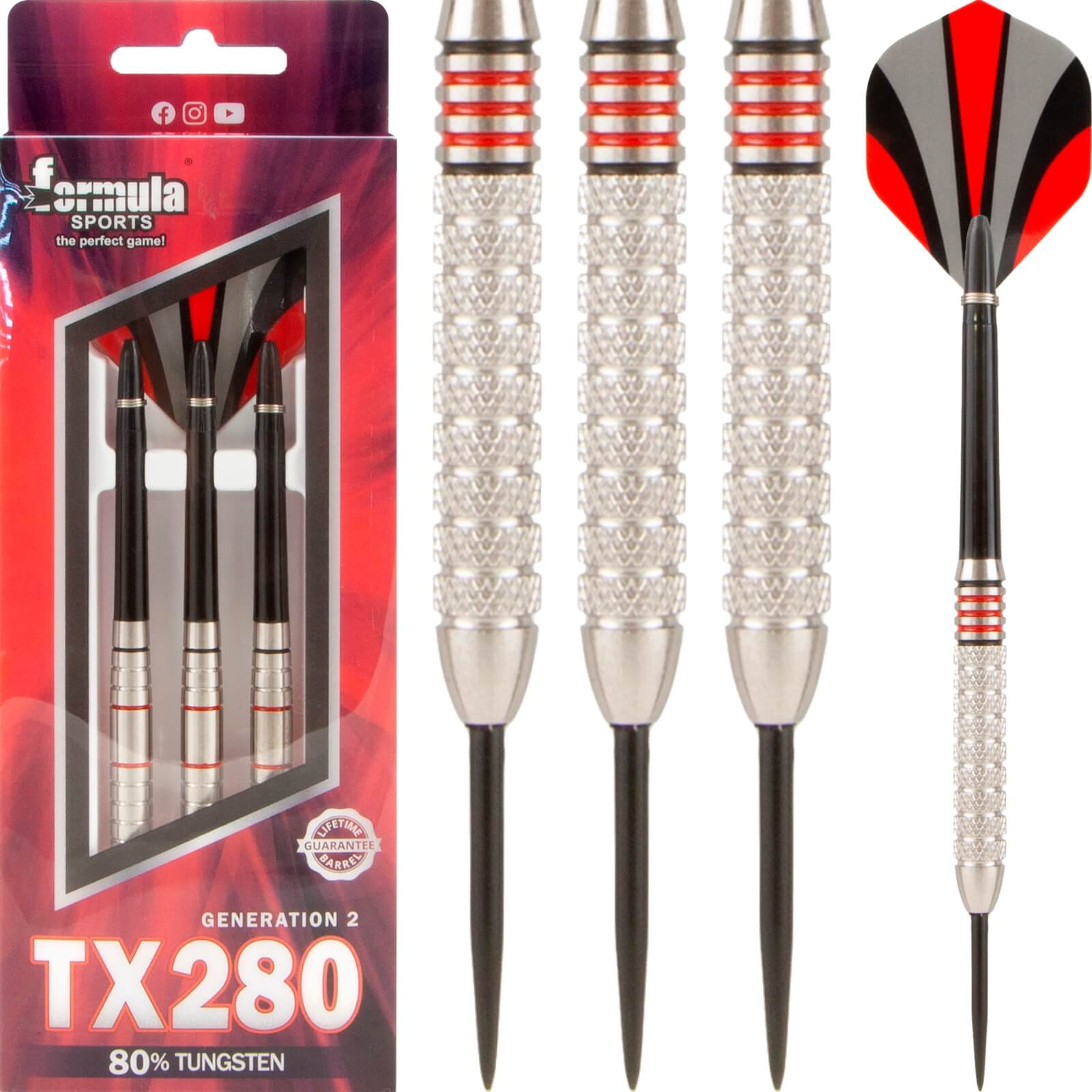 Darts - Formula Sports - TX280 Gen 2 Darts - Steel Tip - 80% Tungsten - 23g 