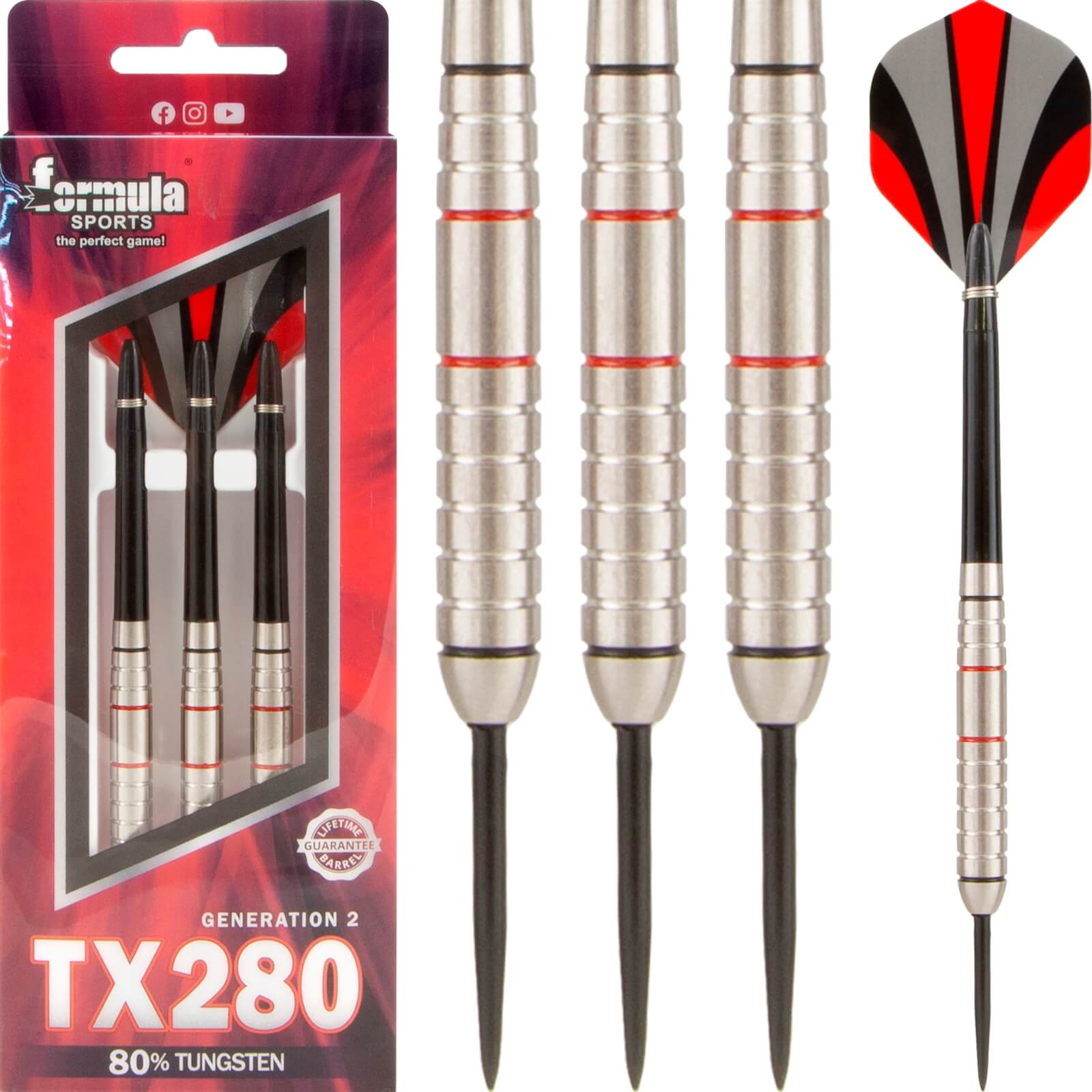 Darts - Formula Sports - TX280 Gen 2 Darts - Steel Tip - 80% Tungsten - 24g 