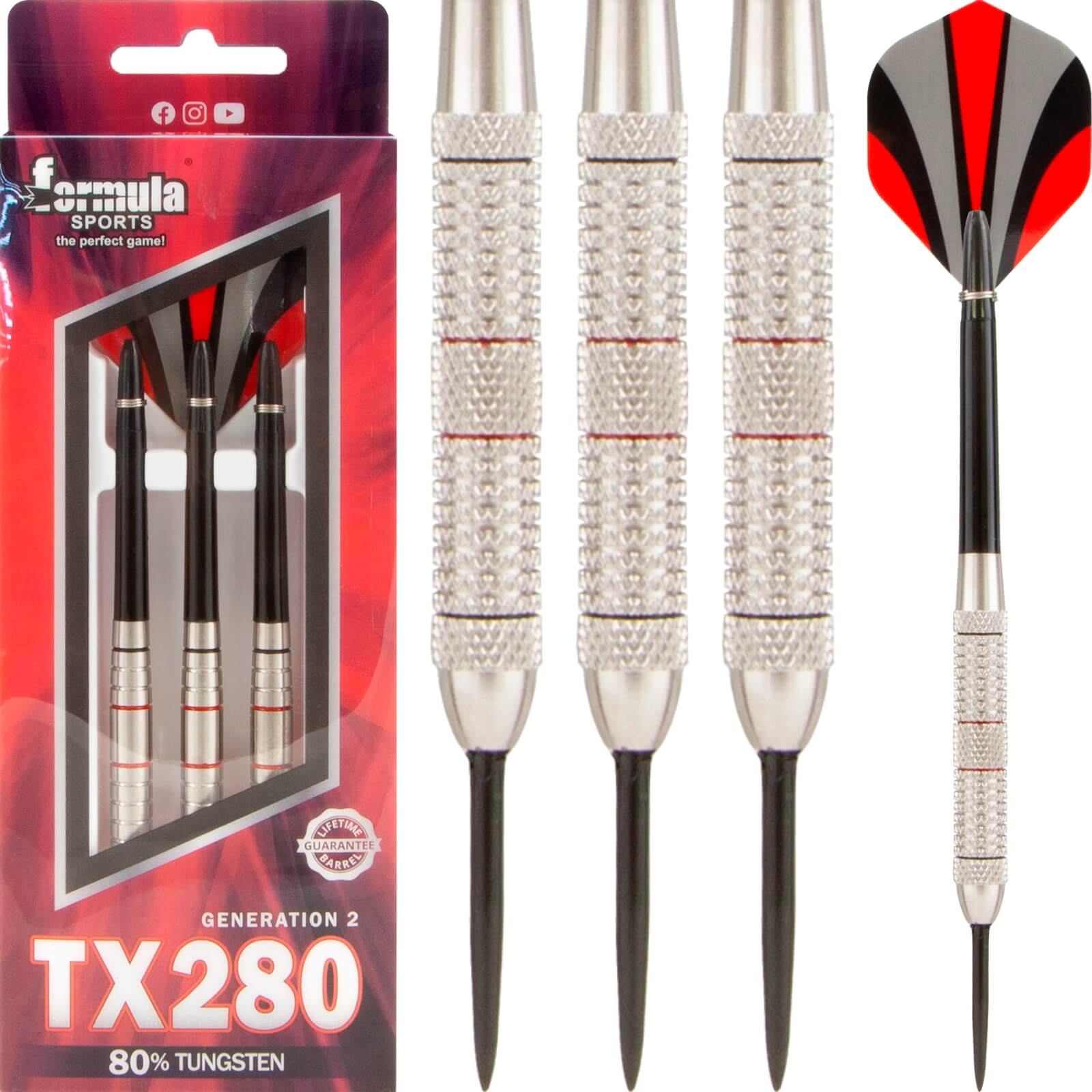 Darts - Formula Sports - TX280 Gen 2 Darts - Steel Tip - 80% Tungsten - 25g 