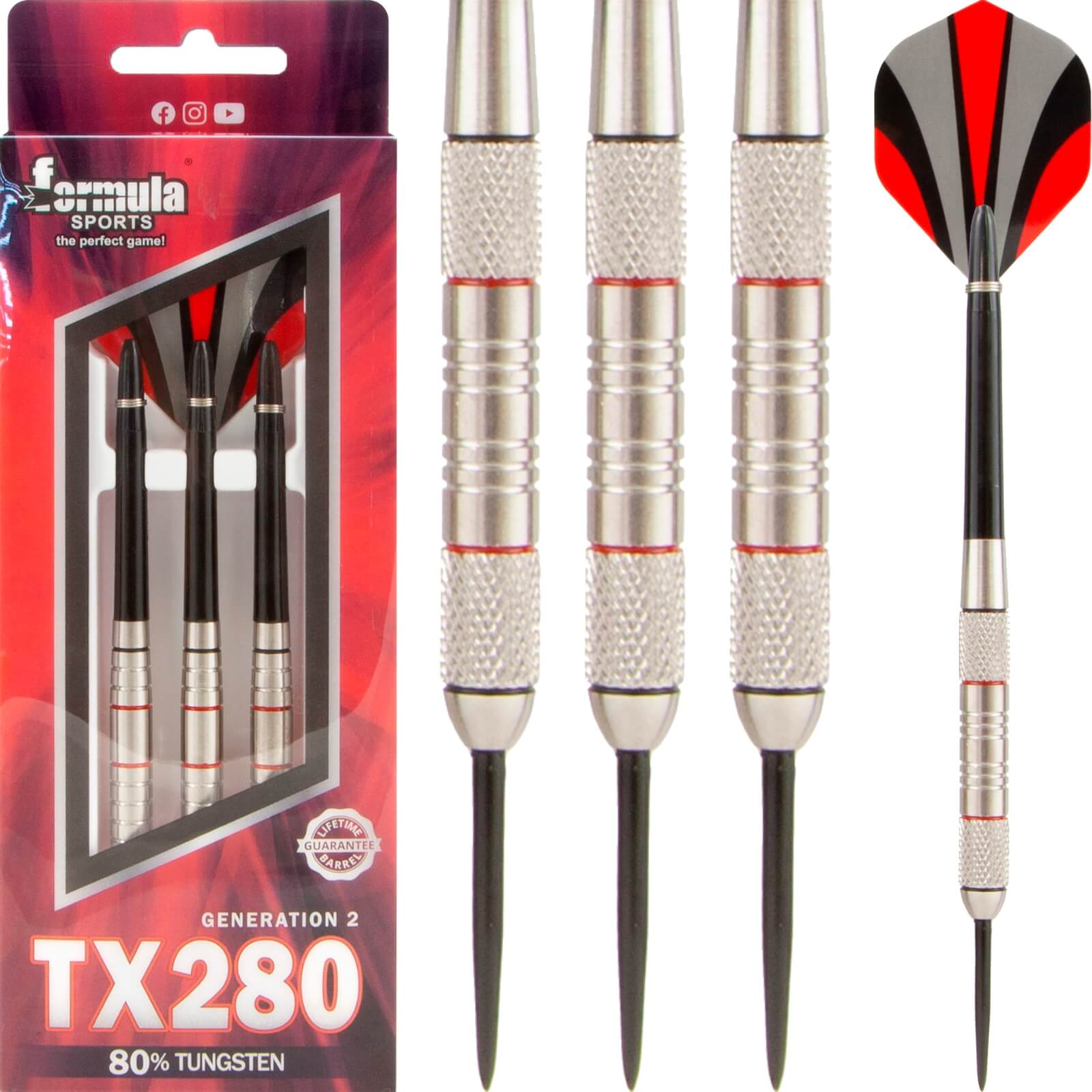 Darts - Formula Sports - TX280 Gen 2 Darts - Steel Tip - 80% Tungsten - 27g 