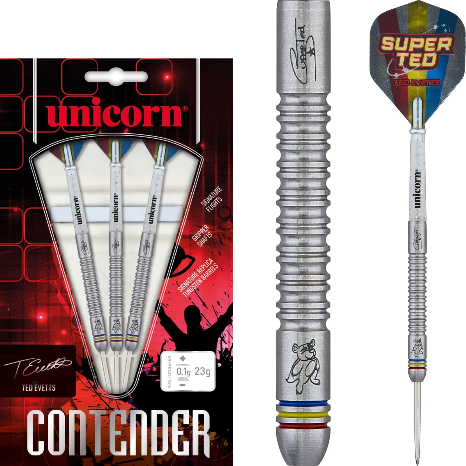 Darts - Unicorn - Ted Evetts Phase 2 Darts - Steel Tip - 90% Tungsten - 23g 
