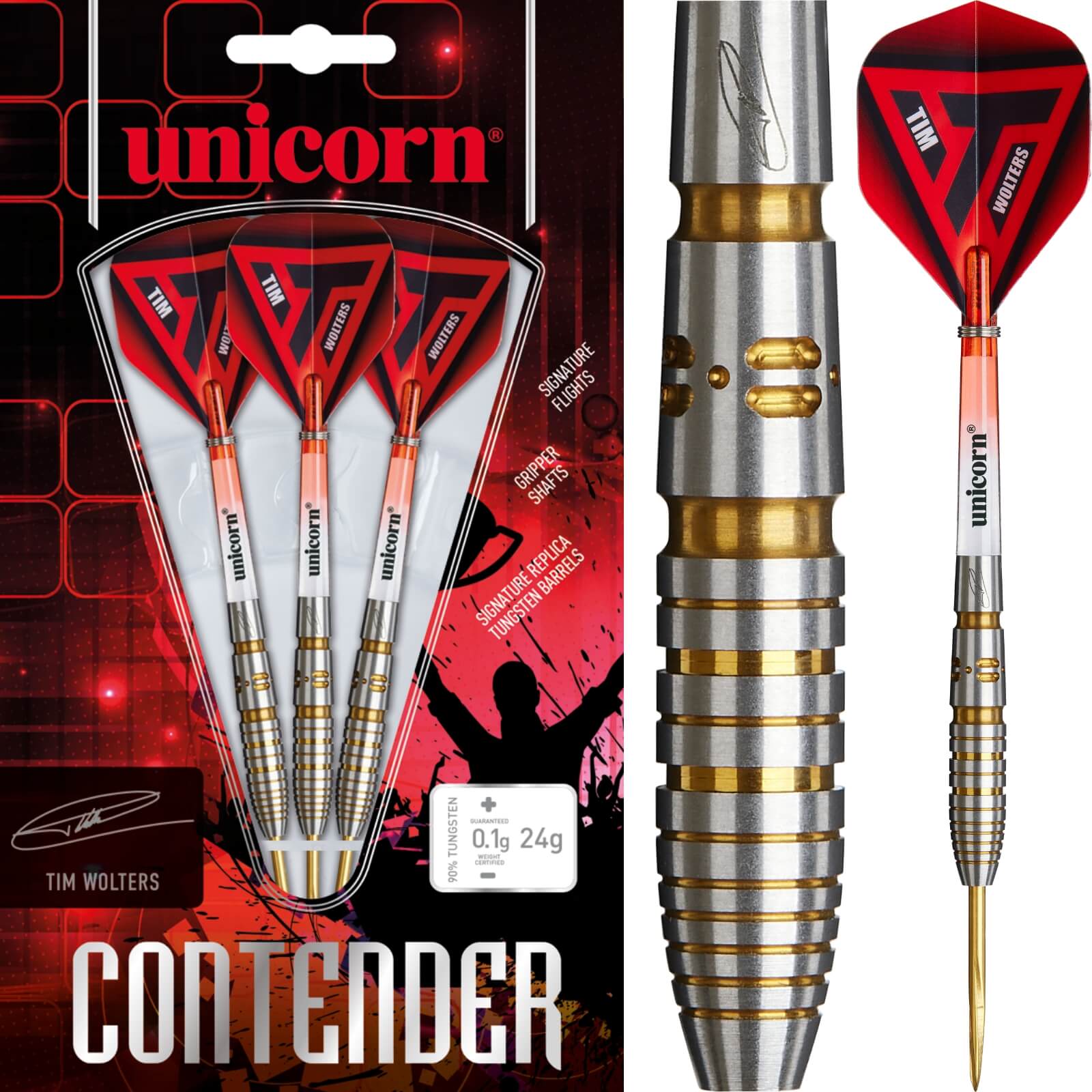 Darts - Unicorn - Tim Wolters Darts - Steel Tip - 90% Tungsten - 24g