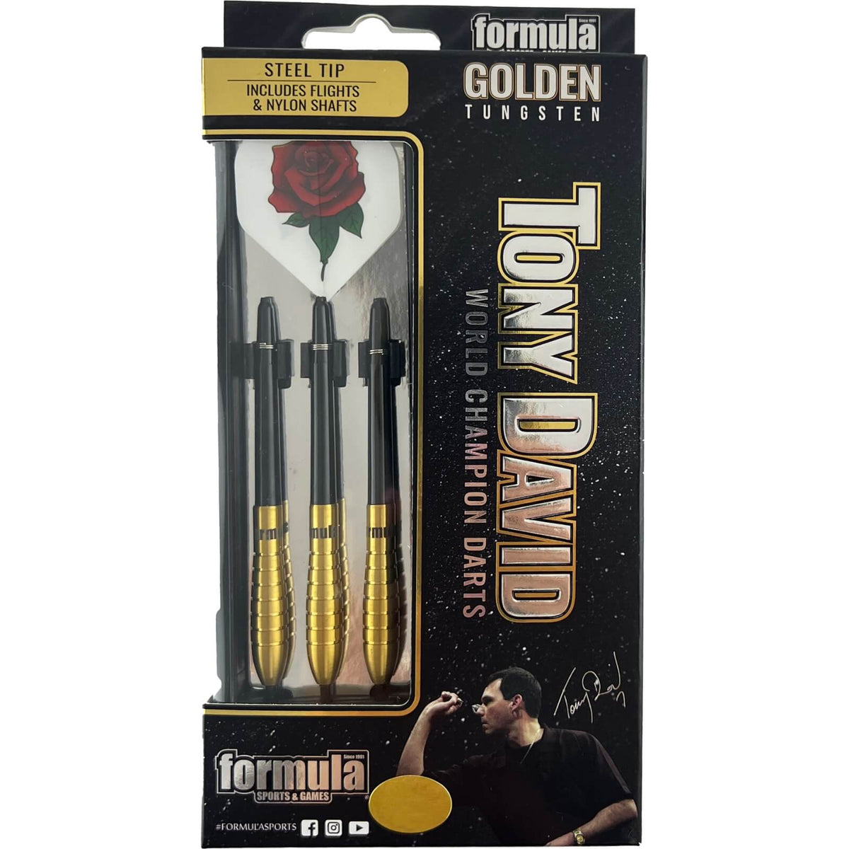 Darts - Formula Sports - Tony David Gold Darts - Steel Tip - 90% Tungsten - 21g 23g 25g 