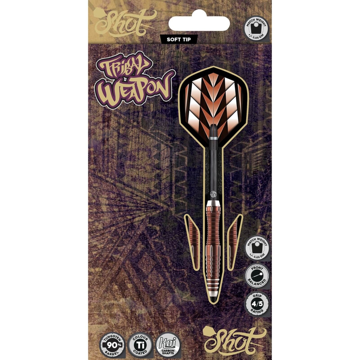 Shot - Tribal Weapon Series 1 Darts - Soft Tip - 90% Tungsten - 19g -