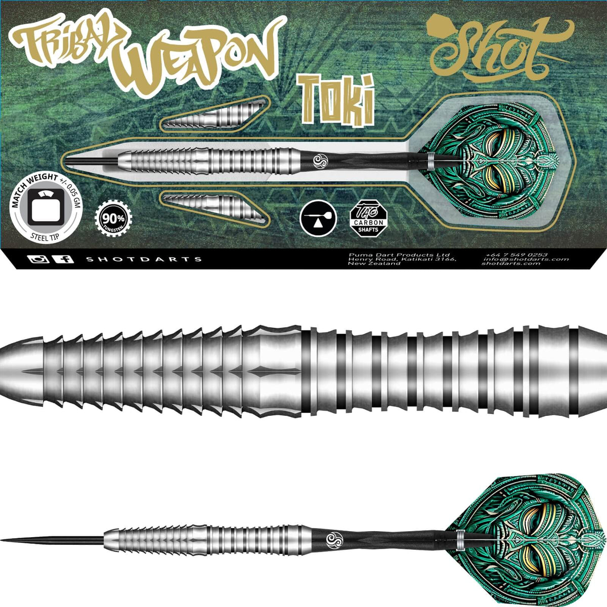 Darts - Shot - Tribal Weapon Toki Darts - Steel Tip - 90% Tungsten - 23g 24g 26g 28g