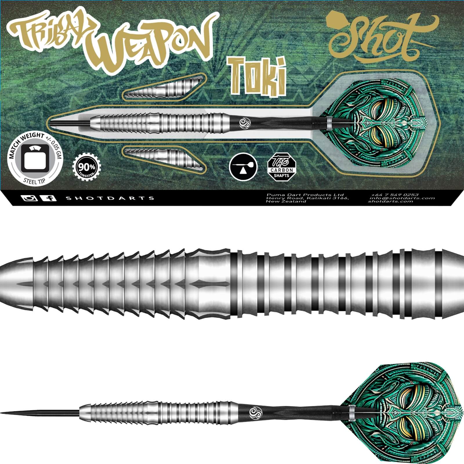 Darts - Shot - Tribal Weapon Toki Darts - Steel Tip - 90% Tungsten - 23g 24g 26g 28g