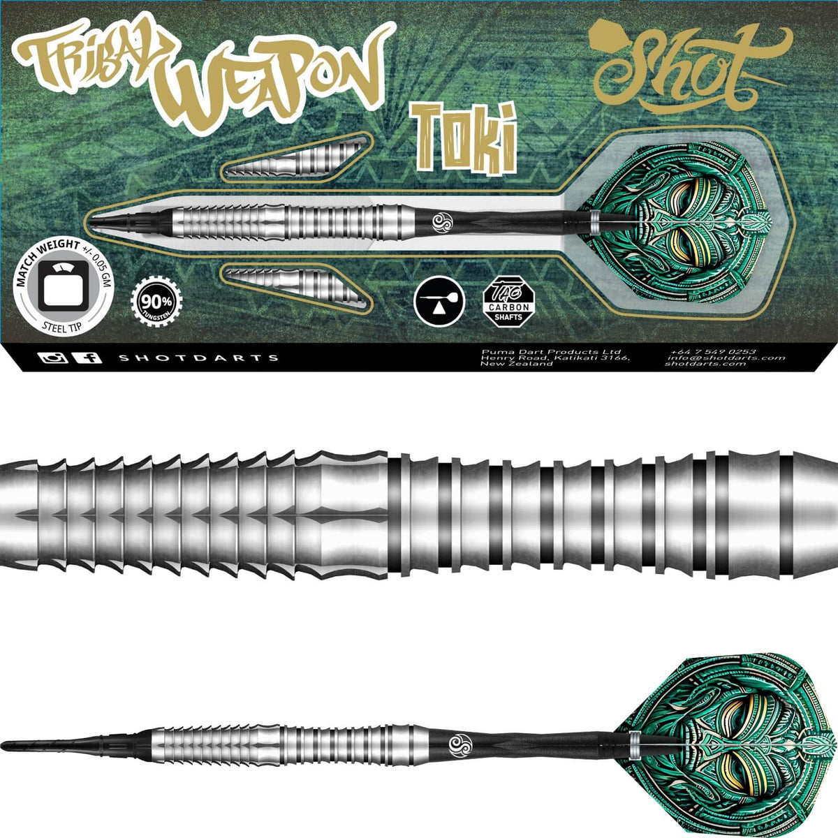 Darts - Shot - Tribal Weapon Toki Darts - Soft Tip - 90% Tungsten - 20g 22g
